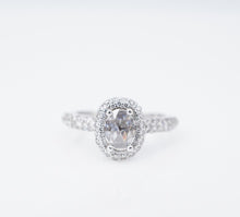 18k White Gold 1.4 ctw Oval Rose Cut Diamond Halo Engagement Ring Size 6 RG4115