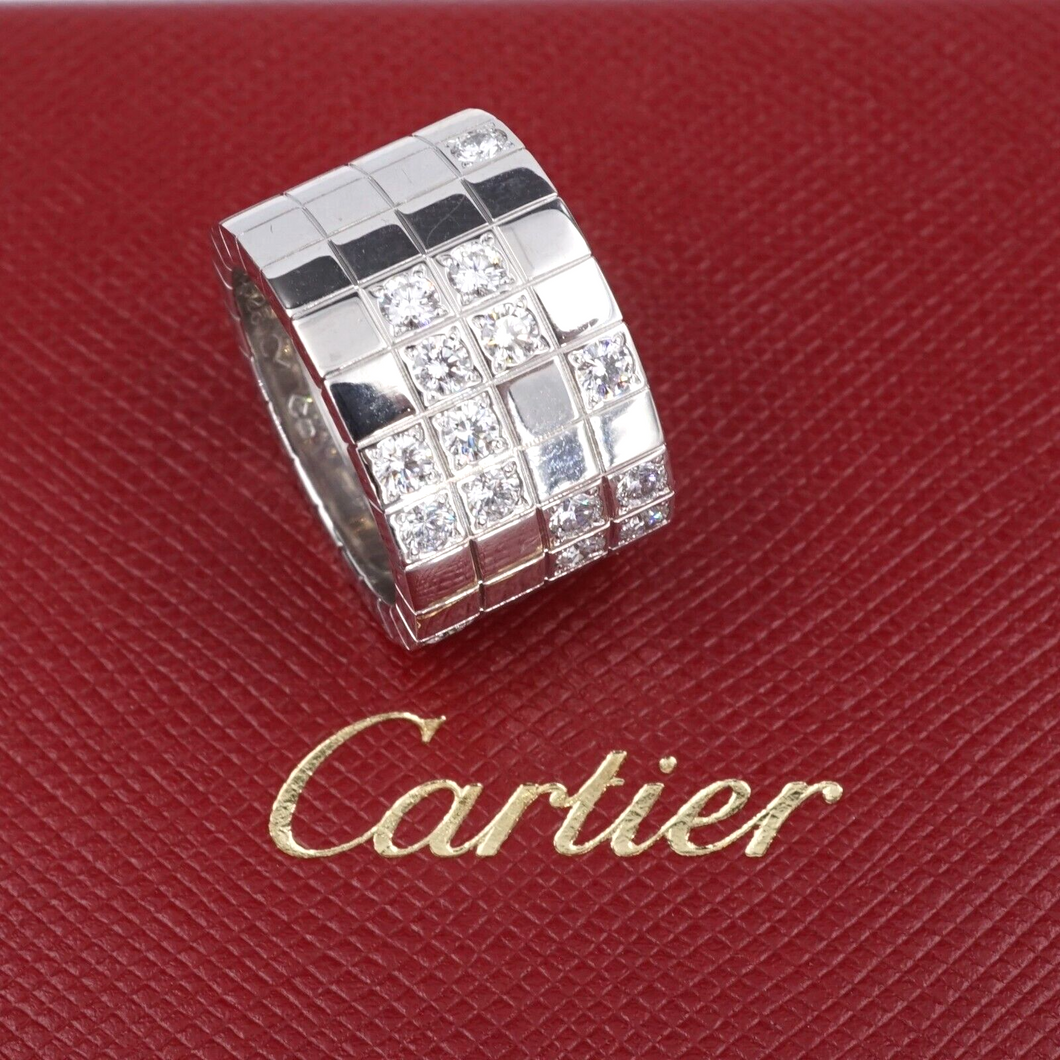 Cartier Diamond Lanieres Ring 18k White Gold Size 5 Euro 49 RG4235