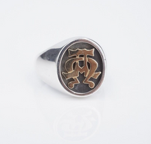 James Avery Alpha Omega Signet Ring 14k Gold Sterling Silver Size 9.5 RS3557