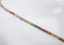 The Last Line Rainbow Gemstone Tennis Bracelet 3ct 14k Yellow Gold 6.25" BG883