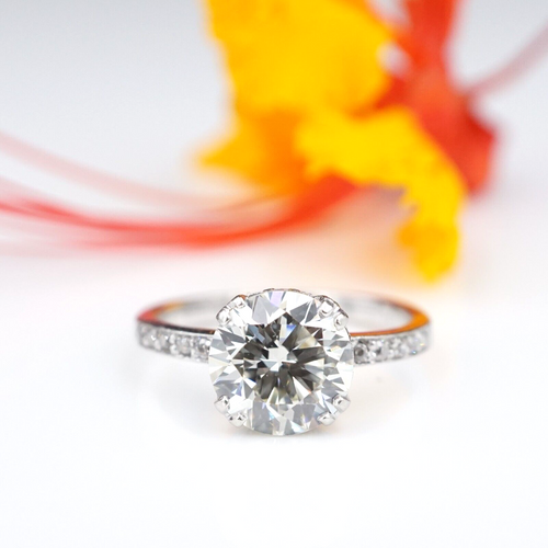 Antique Diamond Engagement Ring Platinum OMC 2.4 ctw Hidden Halo Sz 5 EGL CO1113