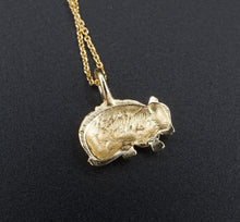 Adorable 14k Yellow Gold 3D Texas Armadillo Charm Pendant Necklace 18" NG1287