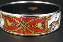 Des. Hermes Grand Apparate Platine Wide Bangle Horse Red Enamel Bracelet BS2793