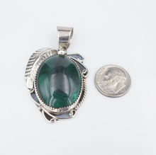 Navajo Sterling Silver Malachite Pendant Cabochon 2" Calvin Tom Large 20g PS2176