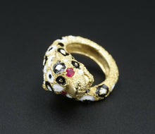 Gioconda Enamel Leopard Ring Cat Bypass 18k Yellow Gold Size 5 RG3319