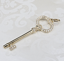 18k Yellow Gold Diamond Key Pendant 1.85" Open Vintage PG1884