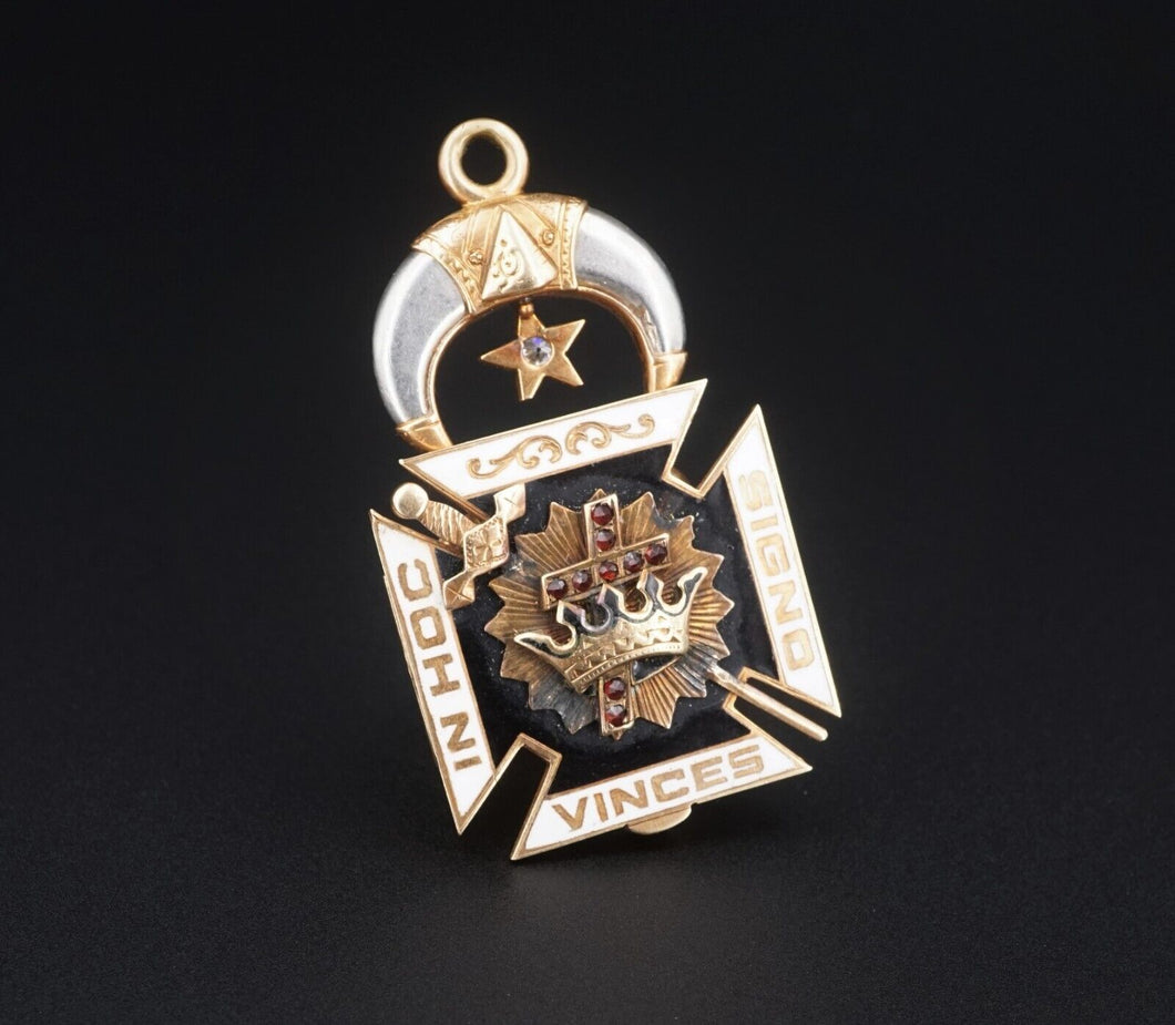 1915 Antique Knights Templar 32nd Degree Masonic Tri-fold 14k Commandery M1773