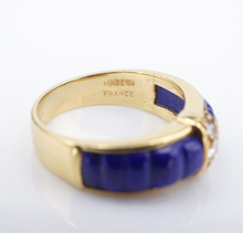 Van Cleef Arpels Ring Diamond Lapis Carved 18k Gold Sze 5.5 Yellow France RG4224