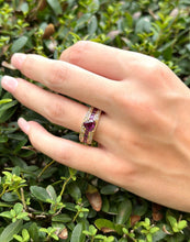 14k Yellow Gold Deep Purple Garnet Stacker Band Ring Size 8 RG3922