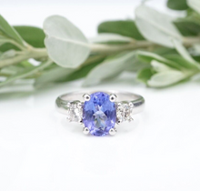 Tanzanite Diamond Cocktail Ring 14k White Gold Band Size 4 RG4202