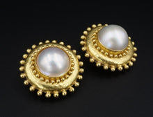 Elizabeth Locke Mabe Pearl Button Earrings 18k Yellow Gold Dot Halo EG2340