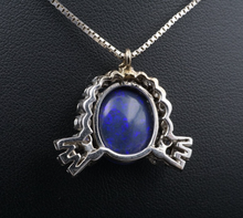 Vintage 5ct Black Opal Diamond Pendant Necklace White Gold 17.5" NG1646