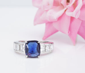 Burma Sapphire Diamond Ring GIA No Heat Platinum Engagement Cocktail Sz 7 RG4230