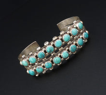 Navajo Turquoise Cuff Bracelet Sterling Silver Dennison John 7" BS2954