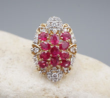 14k Ruby Diamond Cocktail Ring Yellow Gold 5 ctw Size 7.5 RG4382