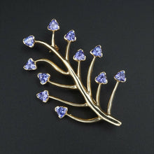 Tanzanite Tree of Life Pin Brooch 14k Yellow Gold 2" Signed HOT OG337