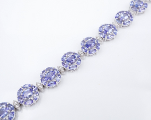 14k White Gold Tanzanite Diamond Bracelet Natural 7" Vintage BG949