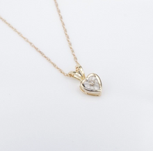 14k Yellow Gold Diamond Heart Pendant Necklace 15" Child Baby NG1534