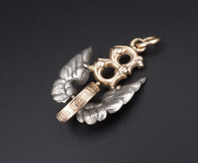 Antique Henry Bartholomay Brewing Pendant Rose Gold & Silver Wings 1.4" PG1802