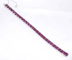 Vintage Platinum Purple Garnet Bracelet 6" Umbalite Rare 20ct BG881