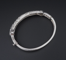 Art Deco 14k Diamond Sapphire Bracelet Antique White Gold Filigree 6.25" BG856