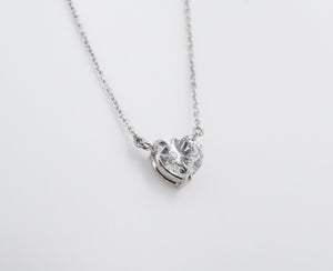 Natural Heart Diamond Solitaire - Platinum Pendant Necklace 18" GIA H SI1 NG1120