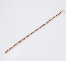 14k Ruby Diamond Tennis Bracelet Vintage Yellow Gold 4.5 carat Bezel 7.5" BG965
