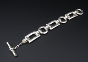 Linda Joslin Sterling Silver Open Circle Toggle Bracelet 7.75" Appraisal BS2568