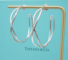 Tiffany Hammered Crossover Hoop Earrings Paloma Picasso Sterling Silver ES2517