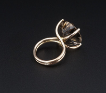 Modernist 14k Yellow Gold 19ct Smokey Quartz Cocktail Candy Ring Sz 5.75 RG4266