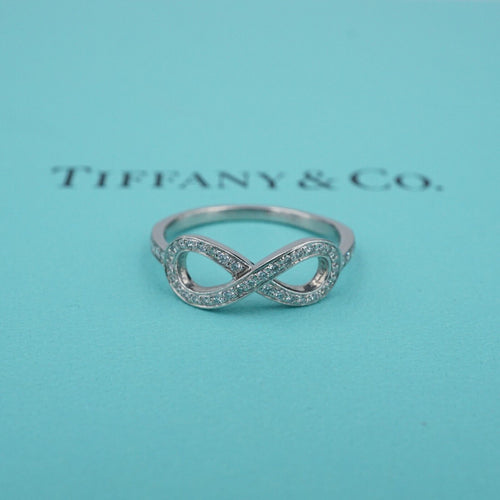 Tiffany & Co. Diamond Infinity Band Ring Platinum 1.6 mm Size 6 w/ Box RG4304