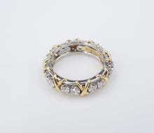 Platinum 18k Tiffany Schlumberger 16-Stone Diamond Band X Ring Size 5.5 RG4142