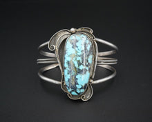Navajo H Tsosie 2.2" Wide Sterling Silver Turquoise Cuff Bracelet 6.75" BS2744
