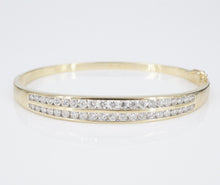 Elegant Natural Diamond Hinged Bangle Bracelet 14k Yellow Gold 6.5" BG871