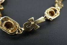 Vintage 2-Tone 18k Gold Lapis Inlay Scarab Ankh Bracelet 7.75" BG511
