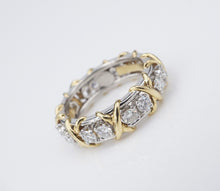 Platinum 18k Tiffany Schlumberger 16-Stone Diamond Band X Ring Size 5.5 RG4142
