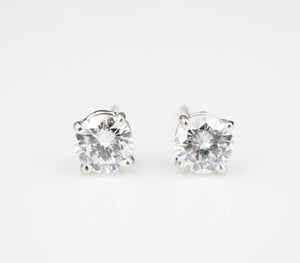 14k Diamond Stud Earrings White Gold 0.9 Carat Round Natural Screw Back EG2223