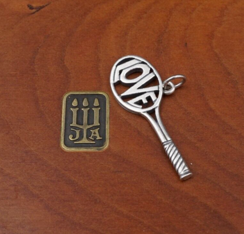 James Avery Love Tennis Racket Charm Sterling Silver Large 1.5