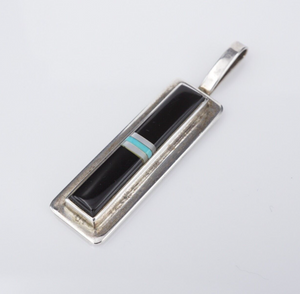 Navajo Herbert & Veronica Thompson Sterling Silver Inlay Pendant 1.75" PS2168