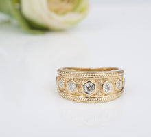 14k Diamond Ring Band Wedding Anniversary Yellow Gold Etruscan Size 6.5 RG4090