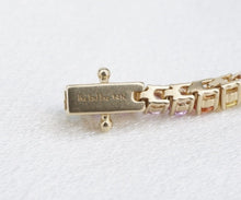 The Last Line Rainbow Gemstone Tennis Bracelet 3ct 14k Yellow Gold 6.25" BG883
