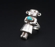 Native American Sterling Silver Turquoise Kachina Ring Artisan Size 7.5 RS3517