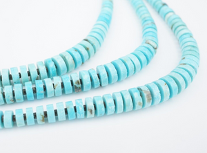 Sterling Silver Heishi Multi-Strand Turquoise Bead Necklace 27" 7mm NS2136