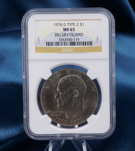 1976-D Type 2 $1 Dollar Coin MS65 NGC Big Sky Hoard Eisenhower CN755