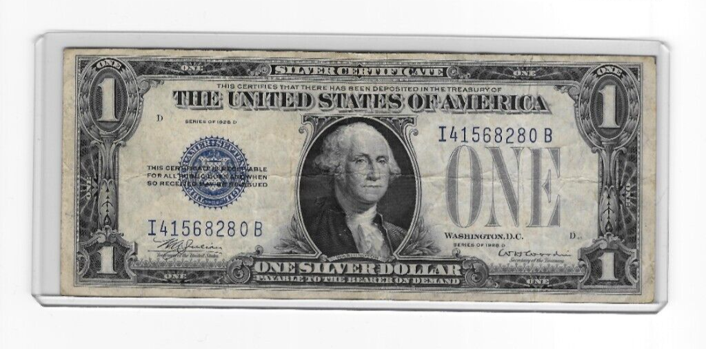 1928 $1 Funny Back Blue Seal United States Silver Certificate Note Dollar CN756