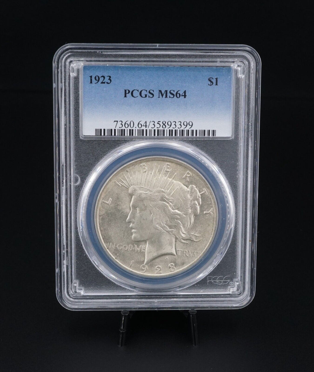 1923 Peace $1 Dollar Silver Dollar Coin PCGS MS64 Sick Luster CN479