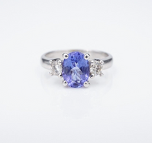 Tanzanite Diamond Cocktail Ring 14k White Gold Band Size 4 RG4202