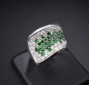 2 carat Diamond Tsavorite Garnet Ring Pave 18k White Gold Size 8.25 RG1665