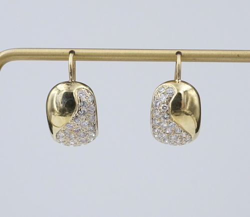 18k Yellow Gold 1.6 ctw Natural Pave Diamond Earrings 0.9