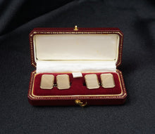 Vintage 9k Yellow Gold Textured Geometric Rectangle Cufflinks British B&S M1865